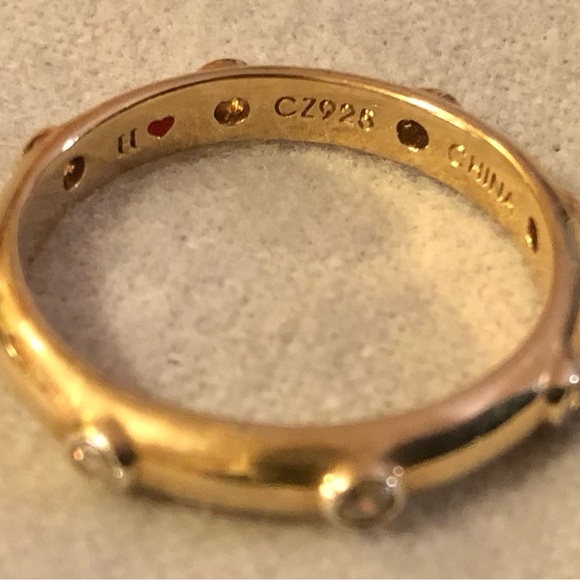 💫 VGUC Set of 2 Hidalgo Gold Vermeil/CZ Stackable Band Rings, SZ 9 💫 - Picture 6 of 11